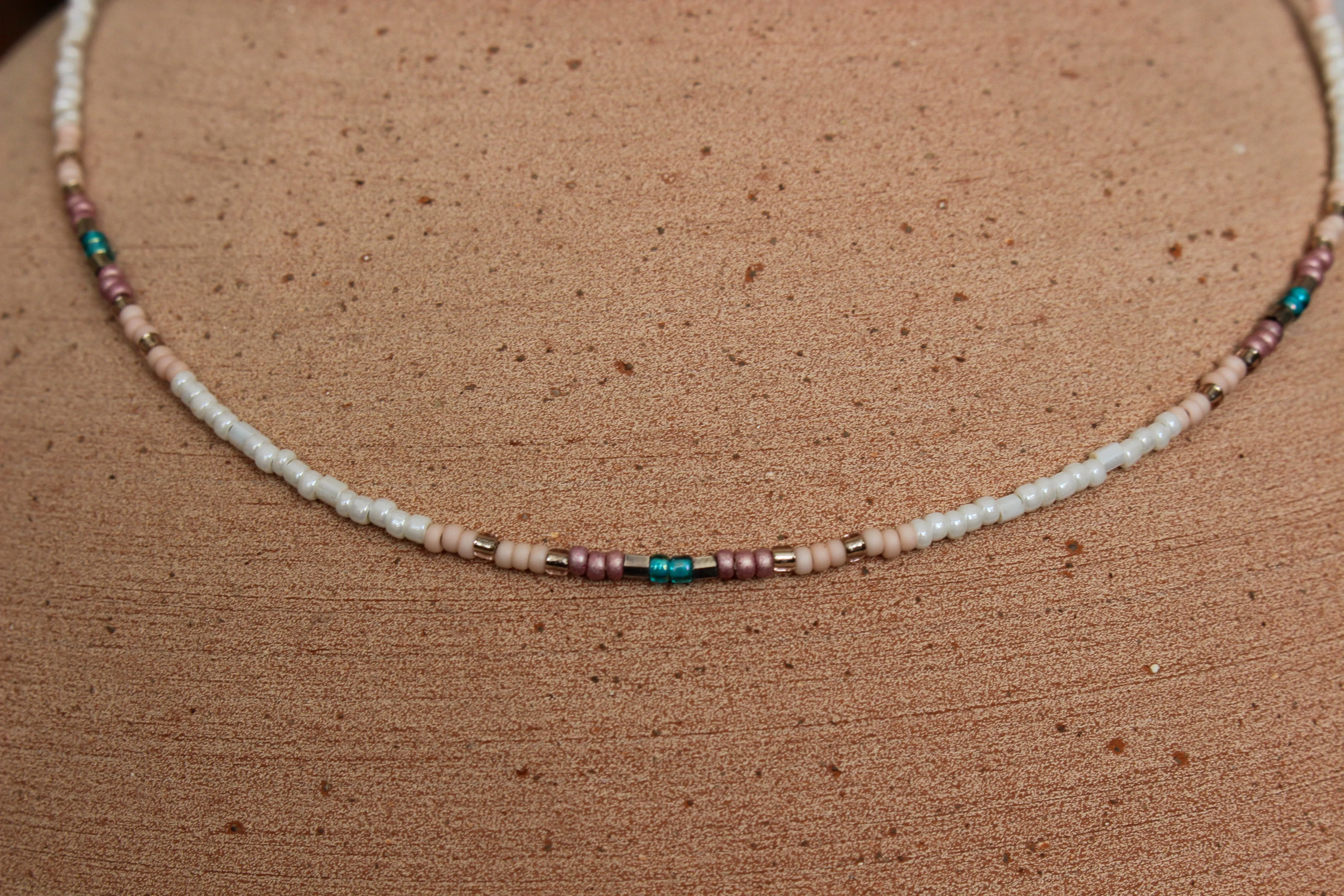 White and Blush Beaded Necklace