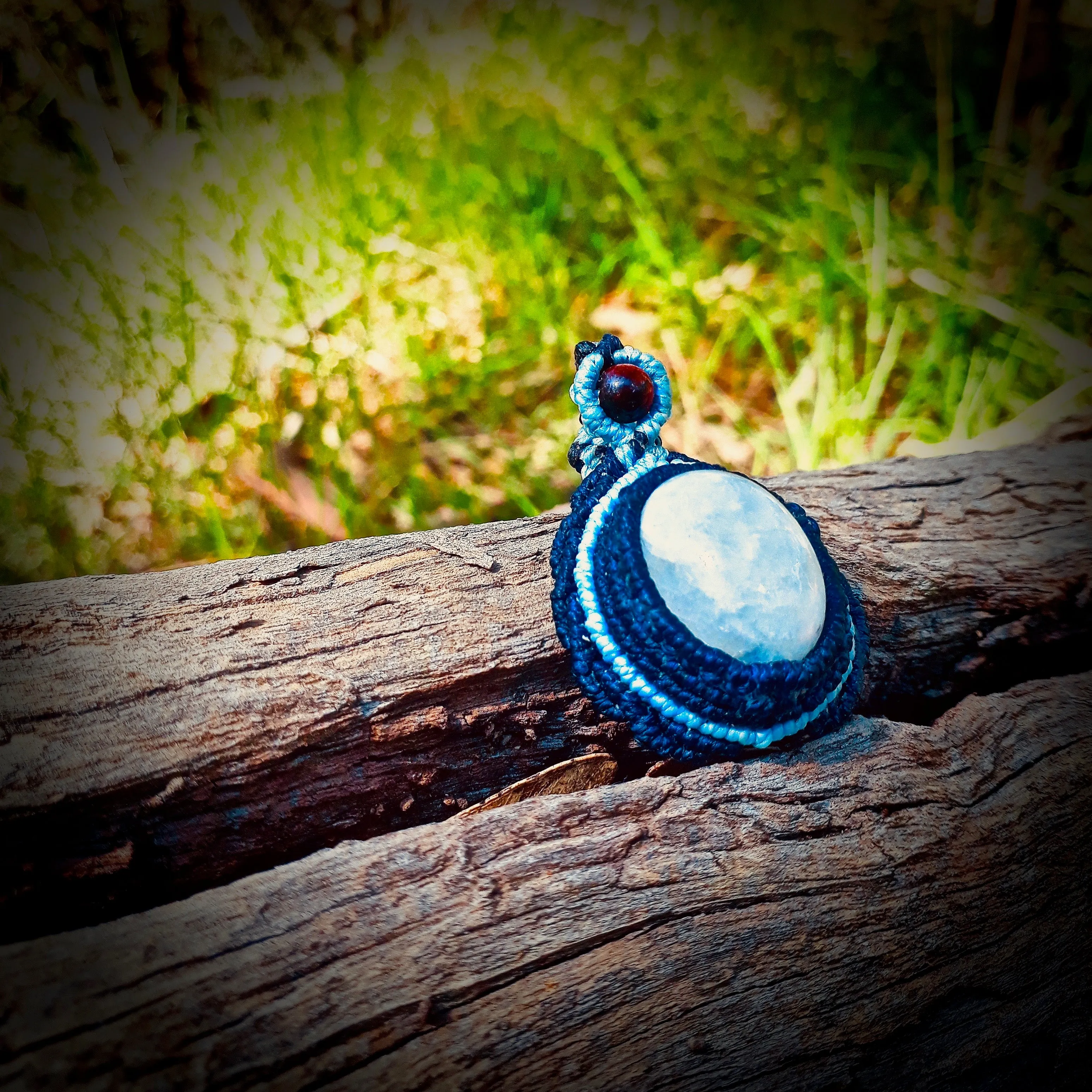 White labradorite or moonstone pendant