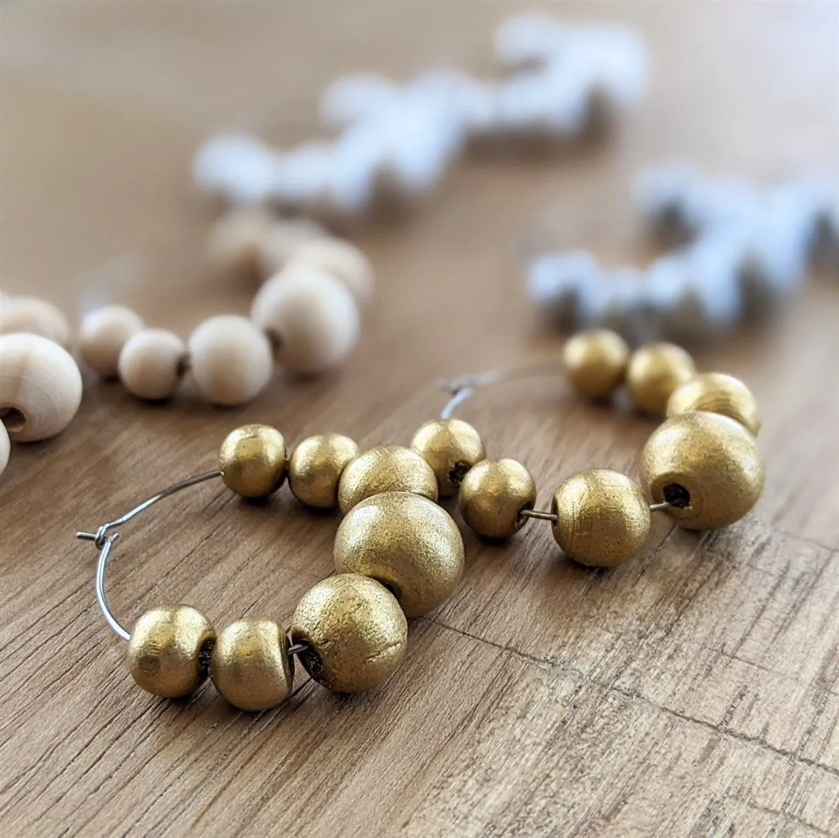 Wooden Bead Hoops